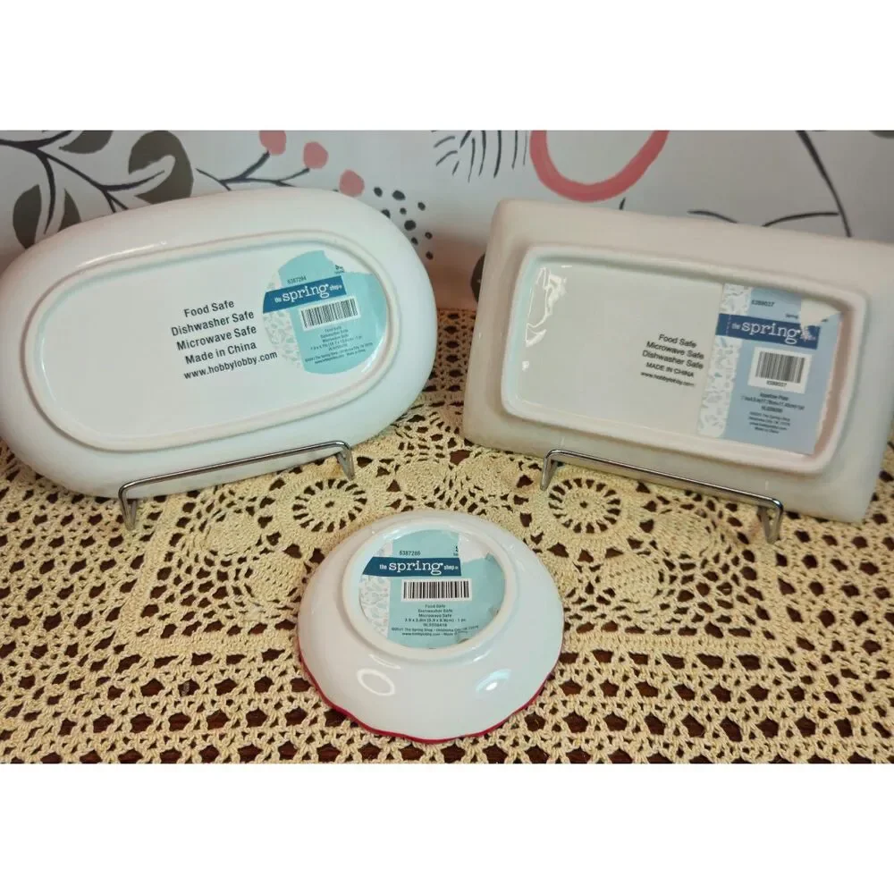 NWT Set of 3 Various Ceramic Kitchen Trinket Plates Sardine Fish Theme